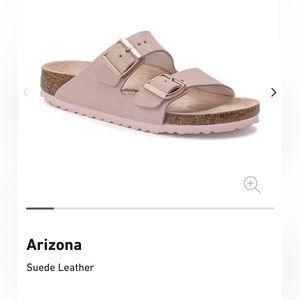BIRKENSTOCK ARIZONA LIGHT ROSE SUEDE LEATHER 38 Rose Gold Glitter Narrow NEW